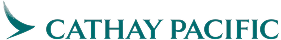 Cathay Pacific logo (teal wordmark with wing symbol)